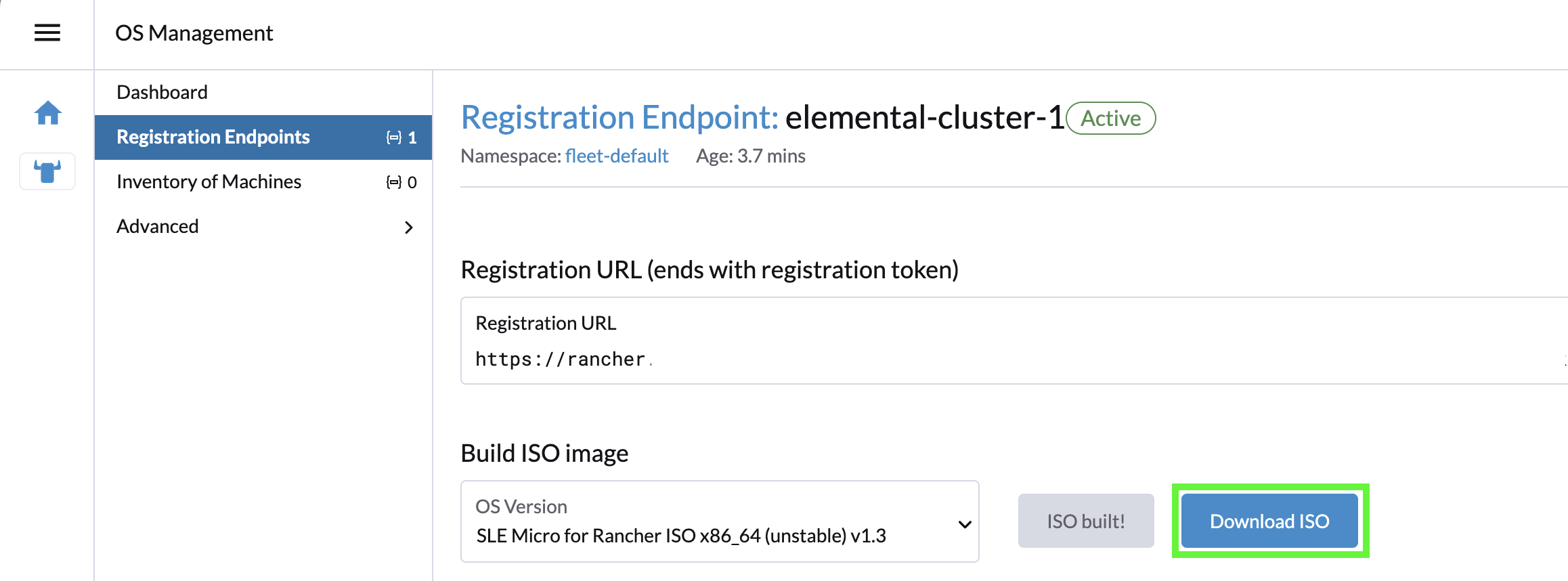 Download ISO in Registration Endpoints
